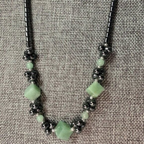 Hematite and Jade 18 Inch Necklace - Picture 2 of 5